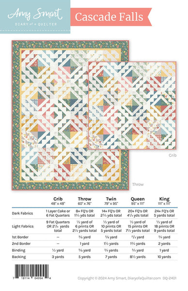 Cascade Falls Quilt PATTERN P123 by Amy Smart - Riley Blake Designs - INSTRUCTIONS Only - Fat Quarter Friendly
