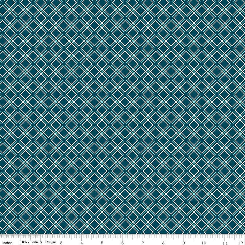 SALE Feed My Soul Geo C14557 Navy by Riley Blake Desings - Diagonal Plaid - Quilting Cotton Fabric