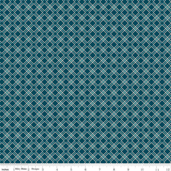 SALE Feed My Soul Geo C14557 Navy by Riley Blake Desings - Diagonal Plaid - Quilting Cotton Fabric