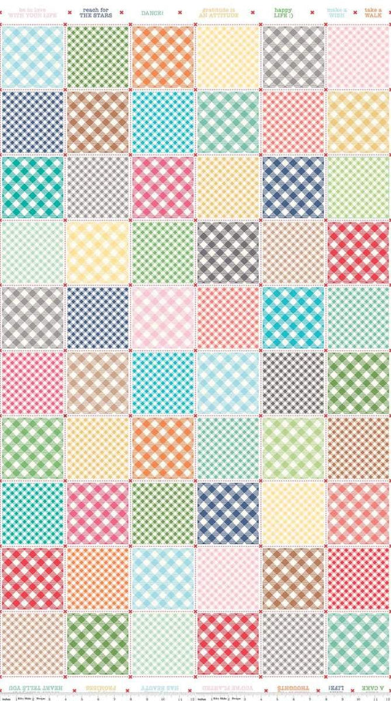 SALE Bee Backgrounds Busy Patchwork C6392 White - Riley Blake - PRINTED Gingham Patchwork Squares - Lori Holt - Quilting Cotton Fabric