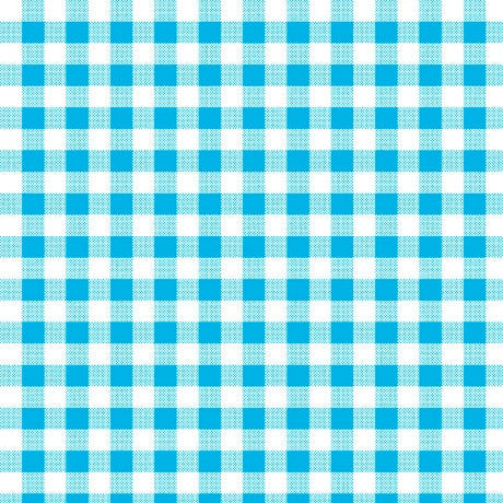 CLEARANCE Dots and Stripes and More Brights PRINTED Medium Gingham 28896 Q Turquoise White - QT Fabrics - Check - Quilting Cotton Fabric