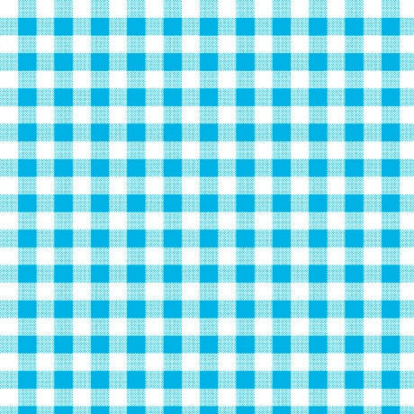 SALE Dots and Stripes and More Brights PRINTED Medium Gingham 28896 Q Turquoise White - QT Fabrics - Check Checks - Quilting Cotton Fabric