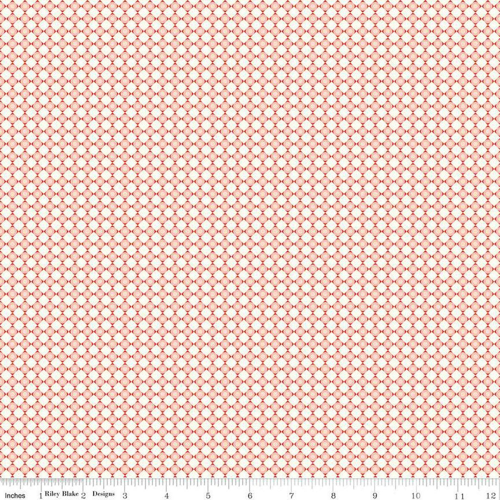 SALE Feed My Soul Dots C14556 Pink by Riley Blake Designs - Geometric Checkered Grid with Circles - Quilting Cotton Fabric