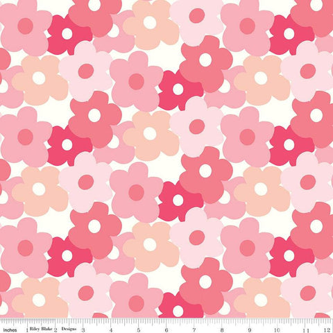 SALE FLANNEL Copacetic Flower Power F14697 Pink - Riley Blake Designs - Floral Flowers - FLANNEL Cotton Fabric