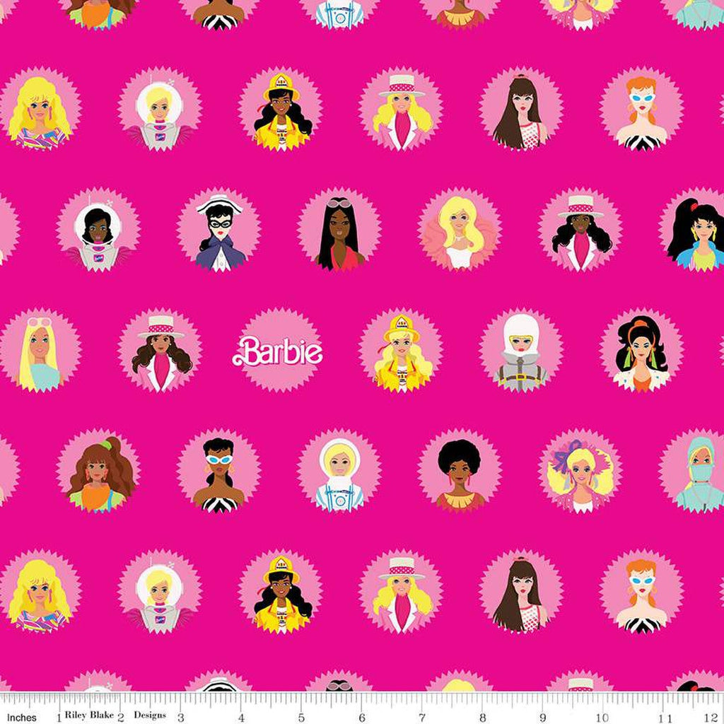 Barbie World Barbie Main CD15020 Hot Pink - Official Licensed Product - DIGITALLY PRINTED - Quilting Cotton Fabric