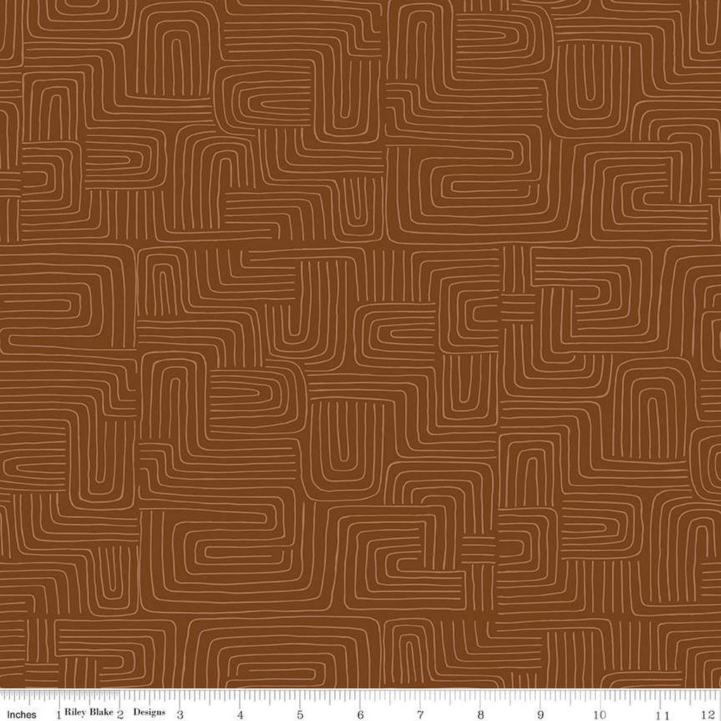 Dancing Daisies Wayward C14546 Brick by Riley Blake Designs - Meandering Lines - Quilting Cotton Fabric