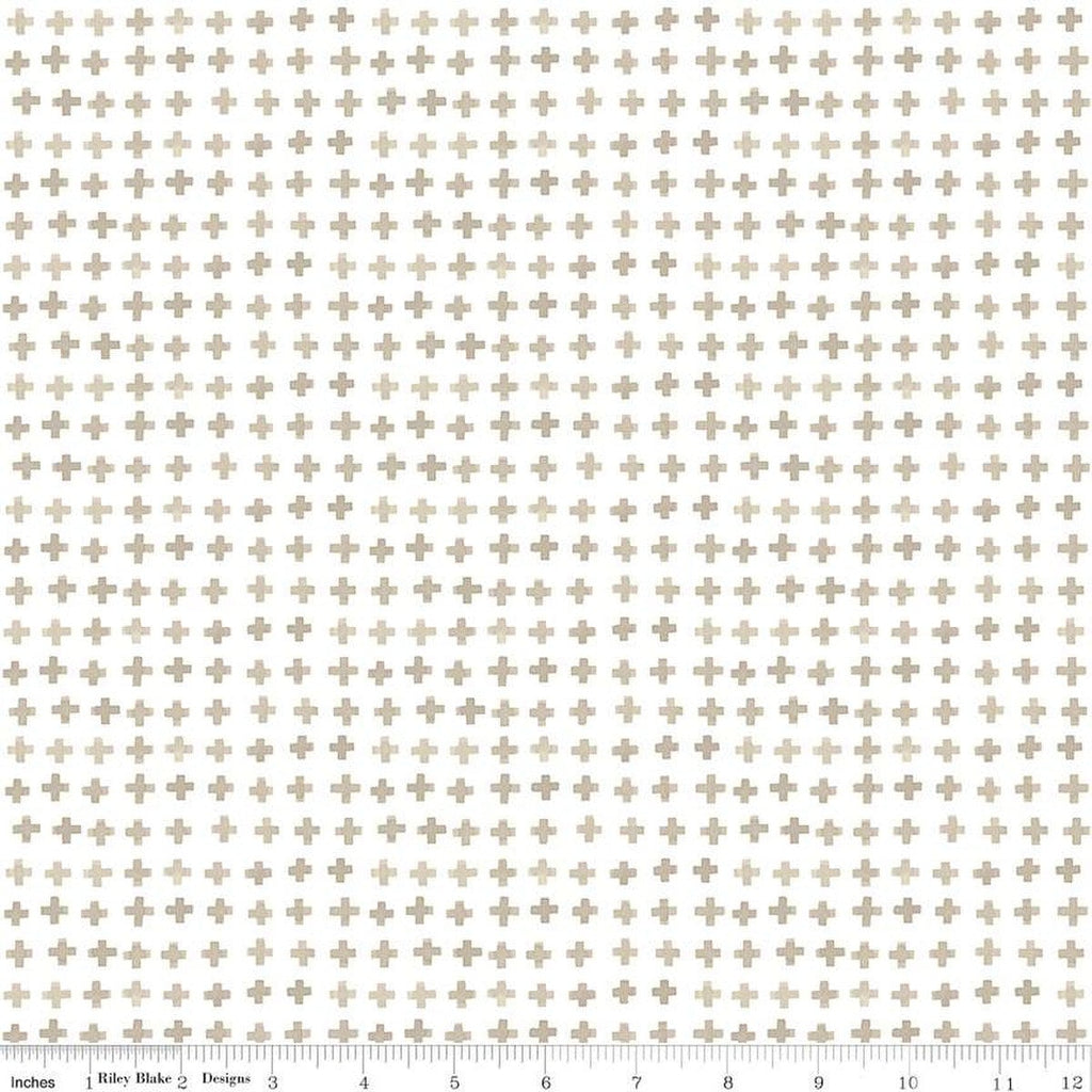 14" End of Bolt - Blue Escape Coastal Plus Sign C14515 Off White by Riley Blake Designs - Geometric - Quilting Cotton Fabric