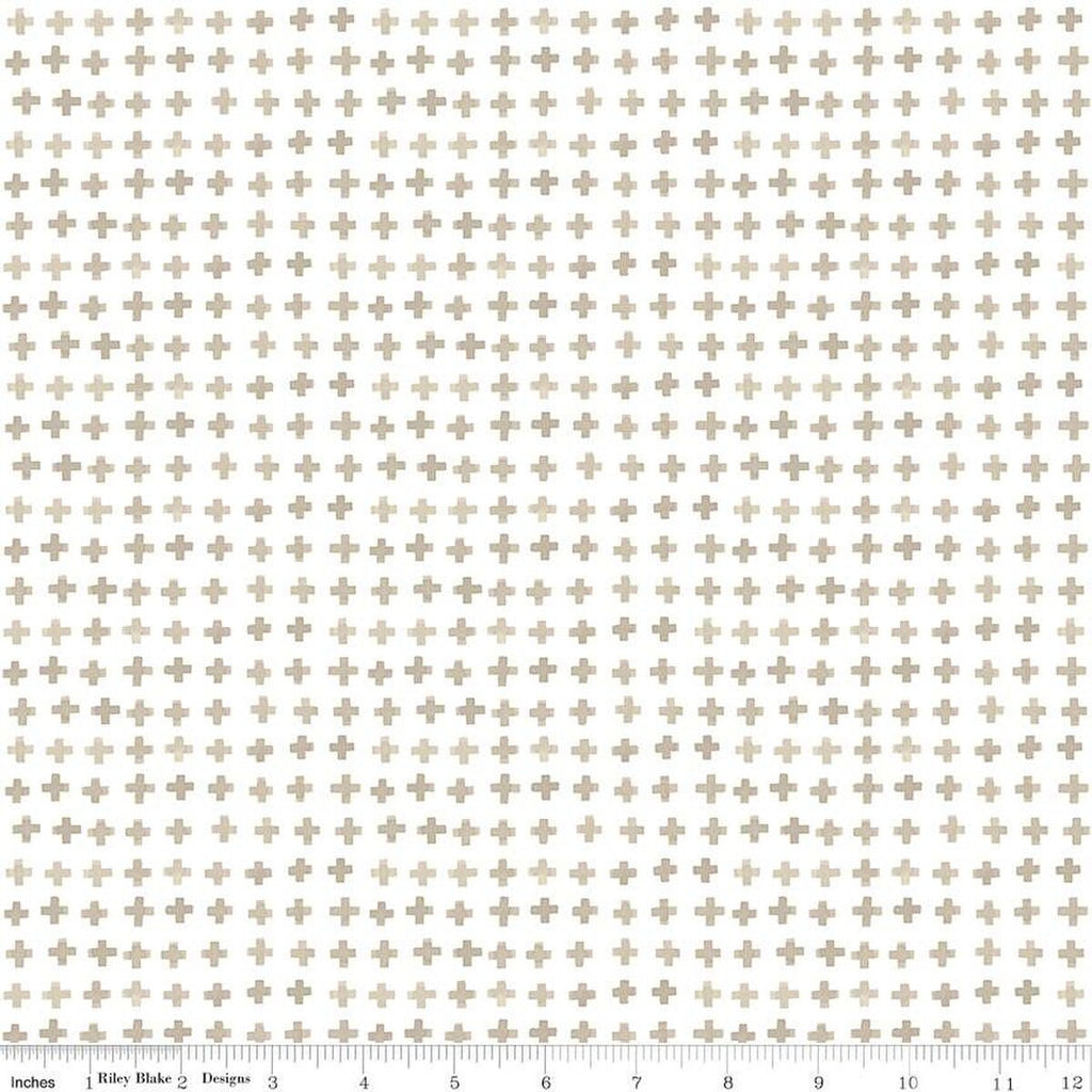 11" End of Bolt - Blue Escape Coastal Plus Sign C14515 Off White by Riley Blake Designs - Geometric - Quilting Cotton Fabric