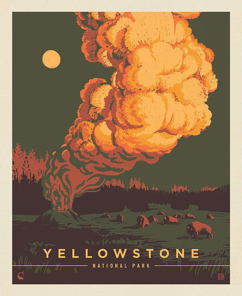 SALE National Parks Yellowstone Poster Panel PD15096 by Riley Blake - DIGITALLY PRINTED Wyoming Montana Idaho - Quilting Cotton Fabric