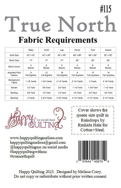 SALE True North Quilt PATTERN P125 by Melissa Corry - Riley Blake - INSTRUCTIONS Only - Piecing Fat Eighth/Quarter Friendly - 6 Sizes