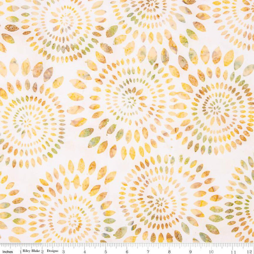 SALE Batiks Expressions Dahlias BT23011 Sugar Cookie - Riley Blake Designs - Hand-Dyed Tjaps Print - Quilting Cotton