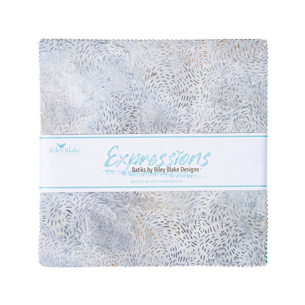 SALE Batiks Expressions Bayou Blues Layer Cake 10" Stacker Bundle - Riley Blake Designs - 42 piece Precut Pre cut - Quilting Cotton Fabric
