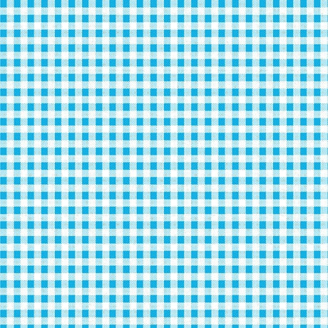 SALE Dots and Stripes and More Brights PRINTED Mini Gingham 28895 Q Turquoise White - QT Fabrics - Check Checks - Quilting Cotton Fabric