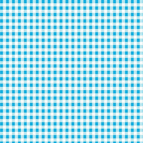 SALE Dots and Stripes and More Brights PRINTED Mini Gingham 28895 Q Turquoise White - QT Fabrics - Check Checks - Quilting Cotton Fabric