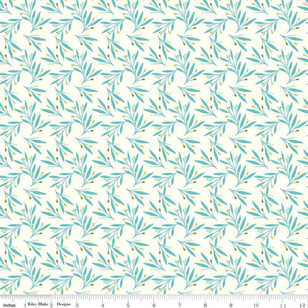 SALE Feed My Soul Leaves C14554 Cream by Riley Blake Designs - Leaf Sprigs Berries - Quilting Cotton Fabric