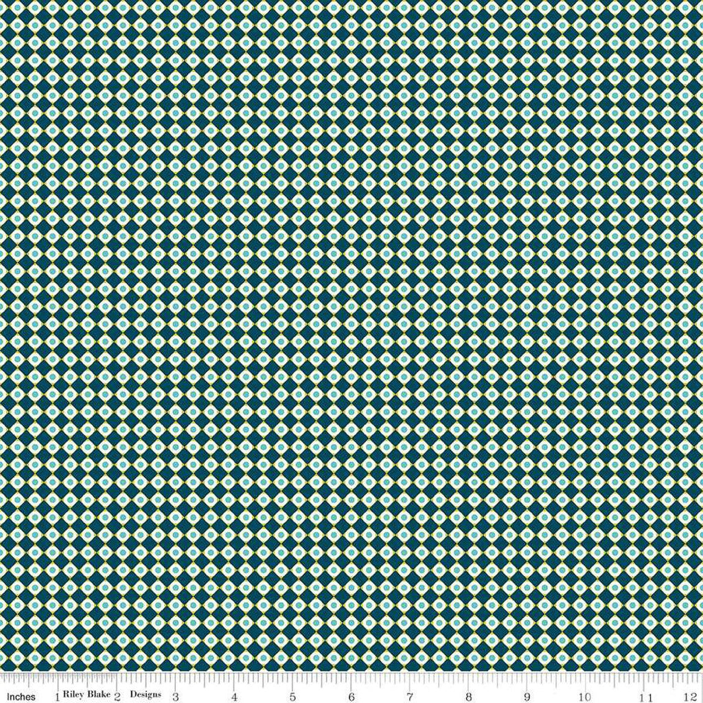 SALE Feed My Soul Dots C14556 Navy by Riley Blake Designs - Geometric Checkered Grid with Circles - Quilting Cotton Fabric