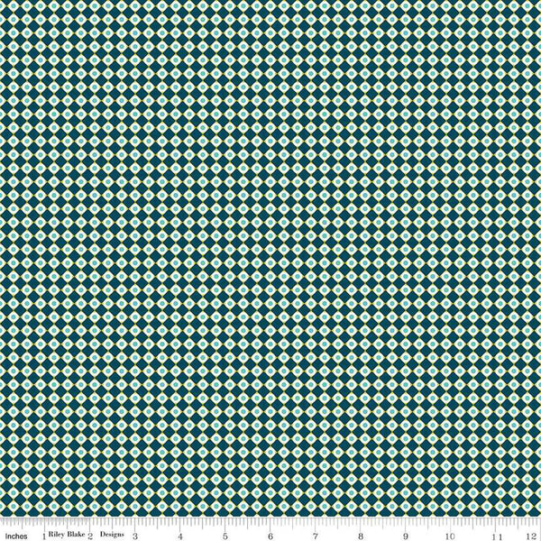 SALE Feed My Soul Dots C14556 Navy by Riley Blake Designs - Geometric Checkered Grid with Circles - Quilting Cotton Fabric