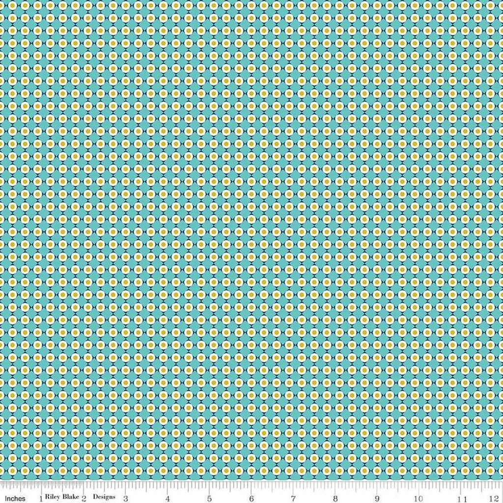 SALE Feed My Soul Dots C14556 Sky by Riley Blake Designs - Geometric Checkered Grid with Circles - Quilting Cotton Fabric