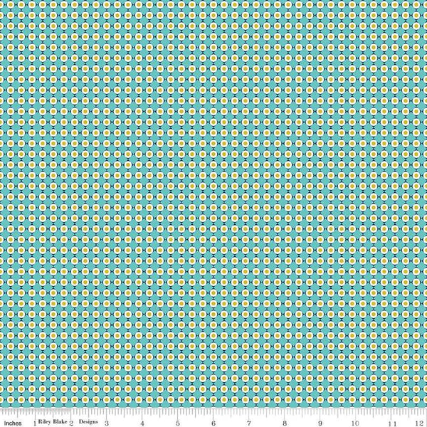 SALE Feed My Soul Dots C14556 Sky by Riley Blake Designs - Geometric Checkered Grid with Circles - Quilting Cotton Fabric