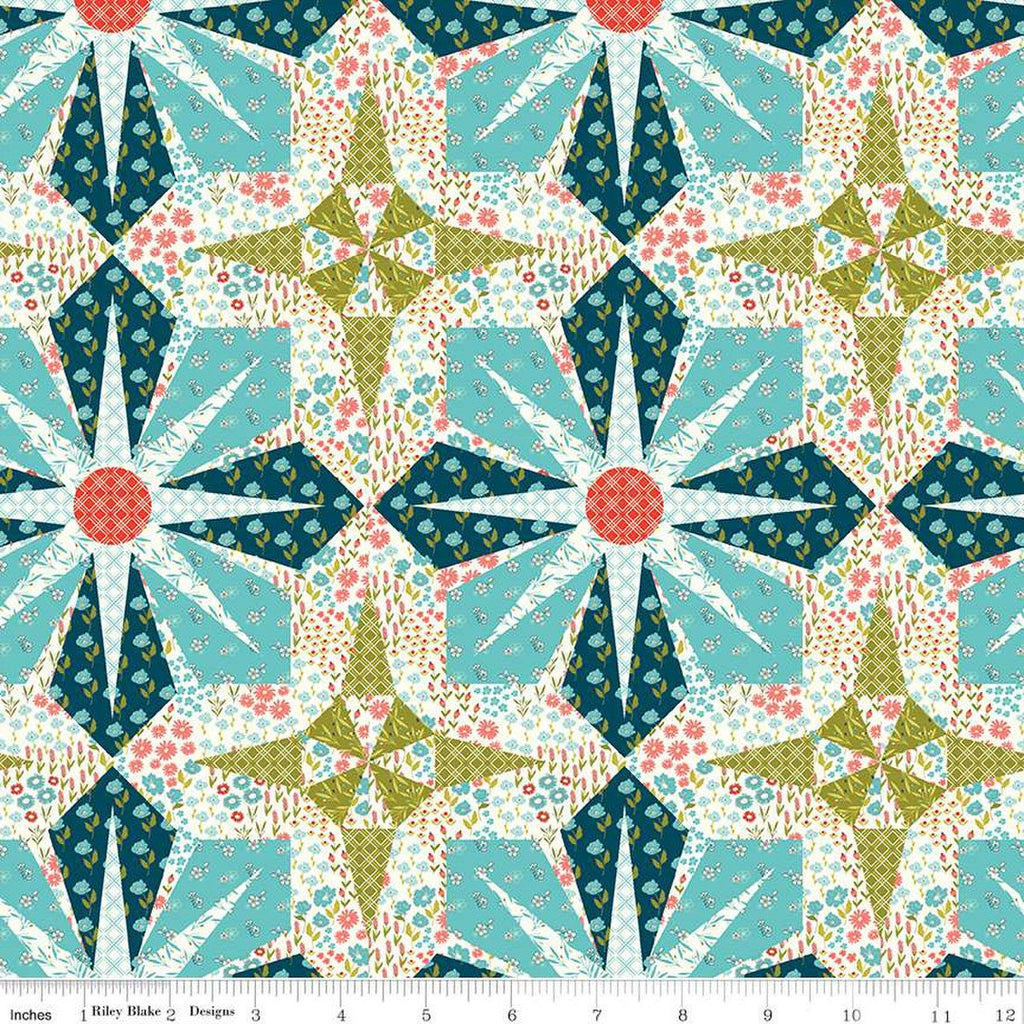 14" End of Bolt - Feed My Soul Cheater Print C14558 Multi by Riley Blake Designs - Starburst Quilt Design - Quilting Cotton Fabric