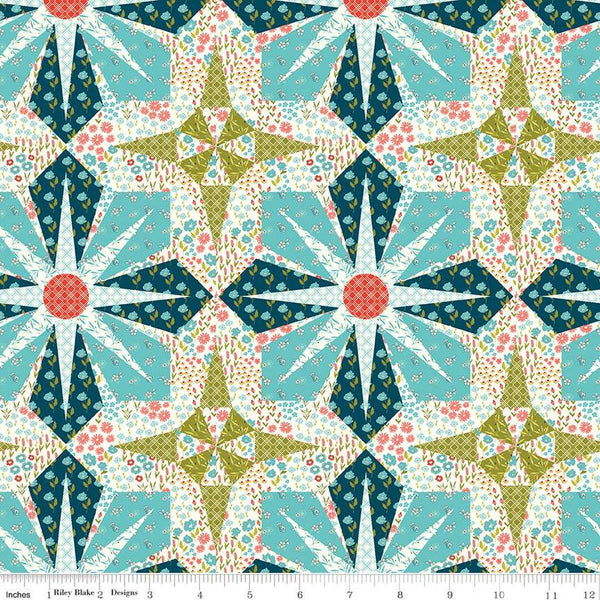 14" End of Bolt - Feed My Soul Cheater Print C14558 Multi by Riley Blake Designs - Starburst Quilt Design - Quilting Cotton Fabric