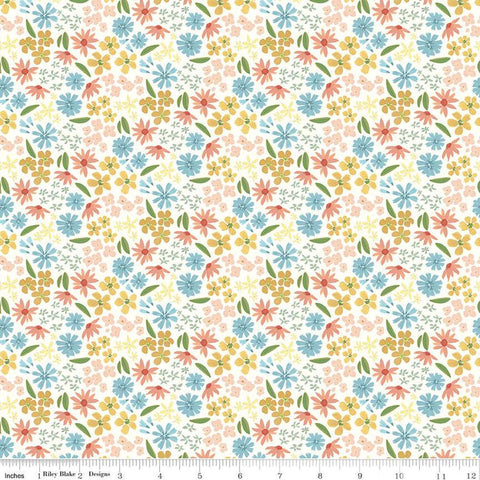 SALE Albion Flowers C14591 Cream by Riley Blake Designs - Floral - Quilting Cotton Fabric