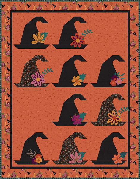 Witch's Hat Quilt Pattern P177 by Jennifer Long - Riley Blake - INSTRUCTIONS Only - Piecing Halloween Raw-Edge Applique