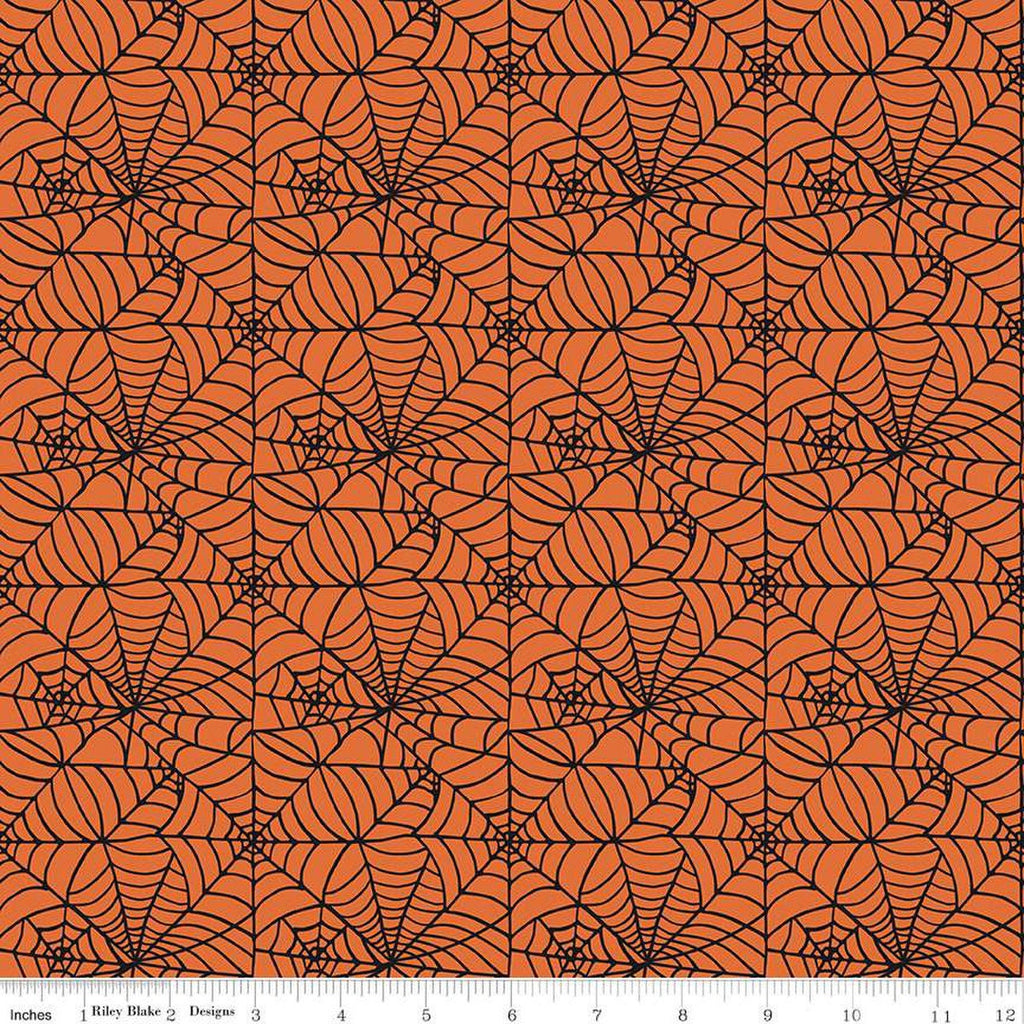 SALE Sophisticated Halloween Spiderweb C14622 Orange - Riley Blake Designs - Spiderwebs - Quilting Cotton Fabric