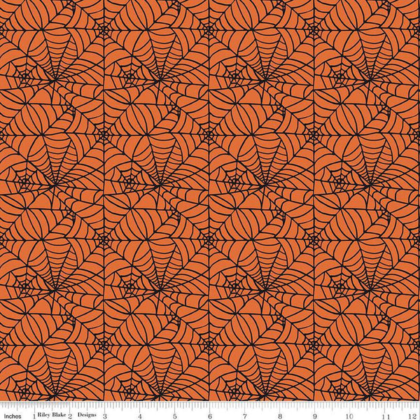 SALE Sophisticated Halloween Spiderweb C14622 Orange - Riley Blake Designs - Spiderwebs - Quilting Cotton Fabric