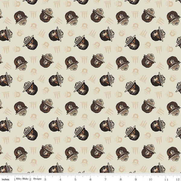 13" End of Bolt - Only You Smokey Toss C14641 Cream - Riley Blake - Bear Wildfire Prevention - Quilting Cotton Fabric - Licensed Product
