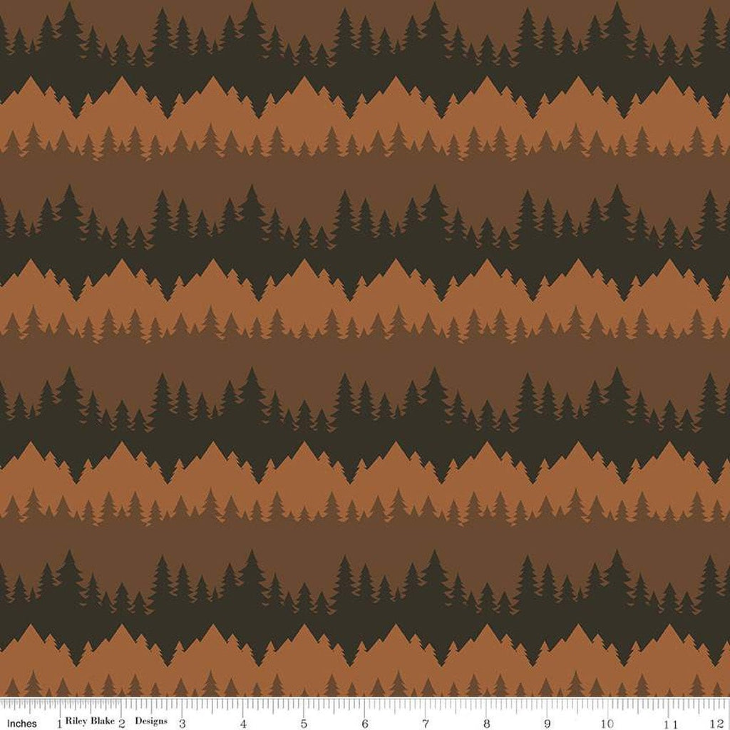 Only You Tree Stripe C14642 Brown - Riley Blake Designs - Smokey Bear Wildfire Prevention - Quilting Cotton Fabric - Licensed Product