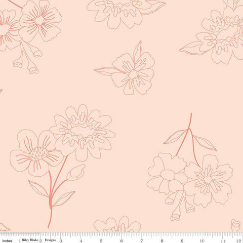 2 Yard 5" End of Bolt - Spring's in Town WIDE BACK WB14217 Blush - Riley Blake - 107/108" Wide Floral Flowers - Quilting Cotton Fabric