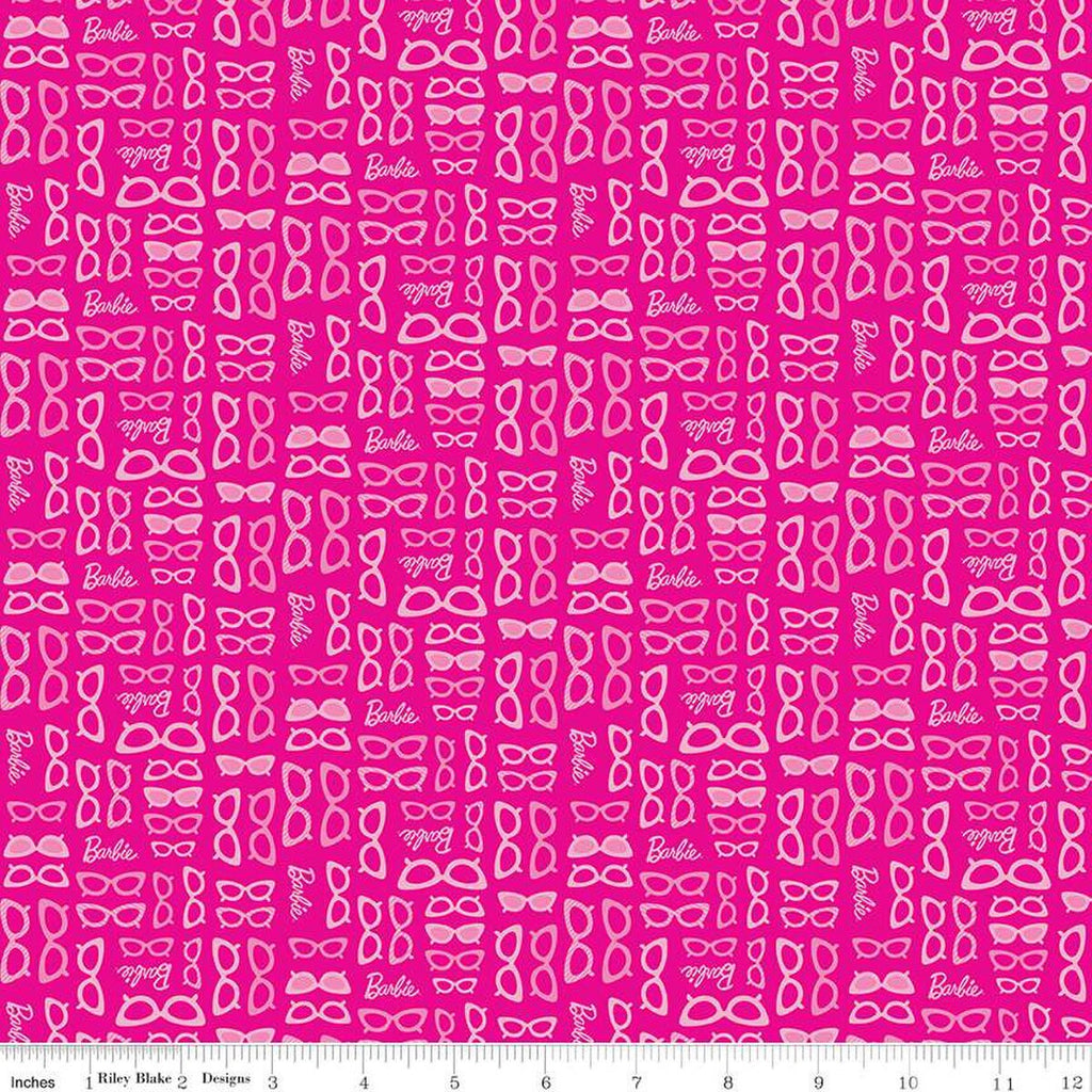 SALE Barbie World Barbie Glasses C15025 Hot Pink - Official Licensed Product - Doll Logo Glasses - Quilting Cotton Fabric
