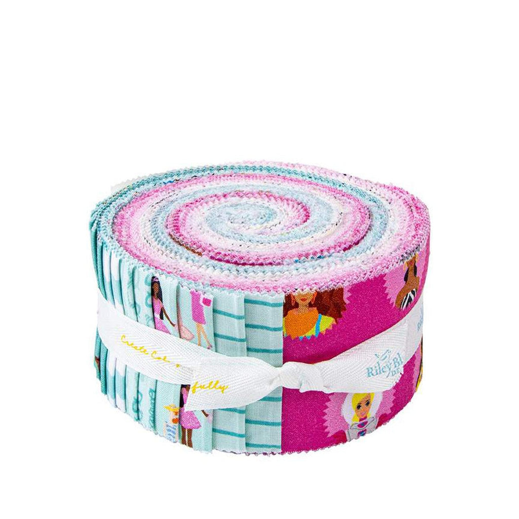 Barbie World 2.5-Inch Rolie Polie Jelly Roll 40 pieces Official Licensed Product - Precut Bundle - Quilting Cotton Fabric