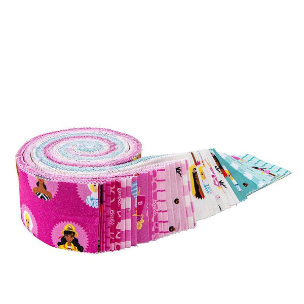 Barbie World 2.5-Inch Rolie Polie Jelly Roll 40 pieces Official Licensed Product - Precut Bundle - Quilting Cotton Fabric
