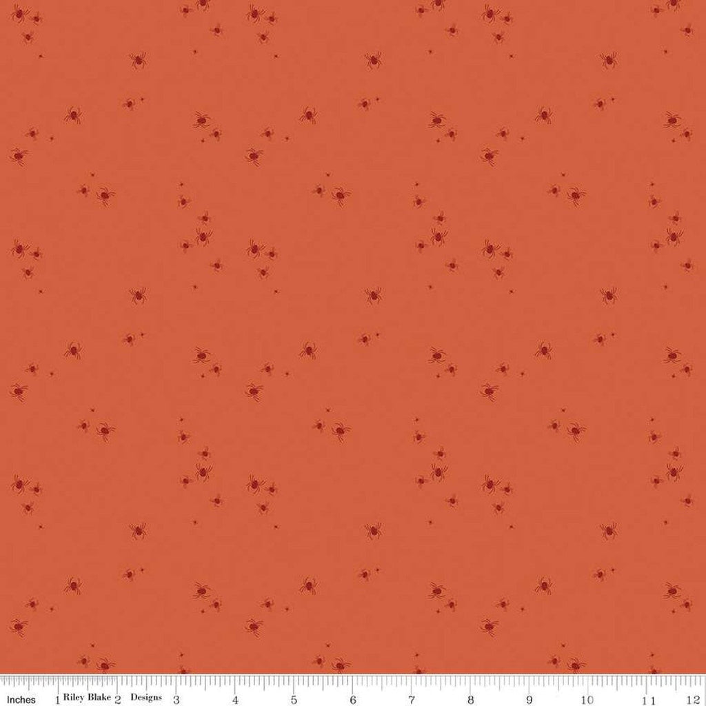 Little Witch Spider Dots C14566 Pumpkin - Riley Blake Designs - Spiders Dot Dotted Tone-on-Tone  - Quilting Cotton Fabric