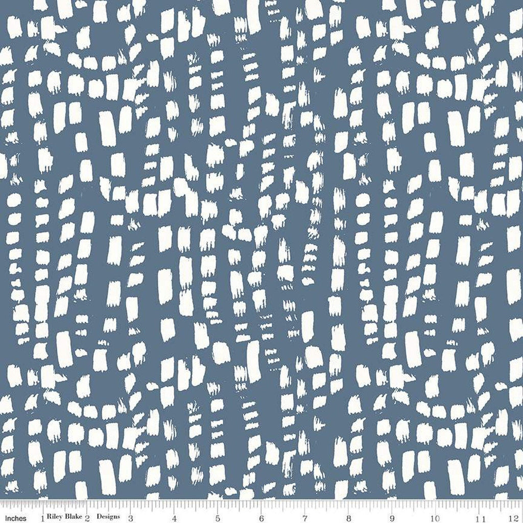 SALE Blue Escape Coastal Texture C14514 Colonial by Riley Blake Designs - White Brush Strokes - Quilting Cotton Fabric