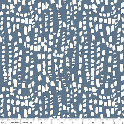 SALE Blue Escape Coastal Texture C14514 Colonial by Riley Blake Designs - White Brush Strokes - Quilting Cotton Fabric