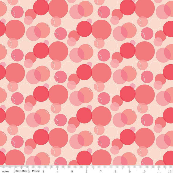 SALE Copacetic Fizz C14682 Strawberry by Riley Blake Designs - Overlapping Circles - Quilting Cotton Fabric