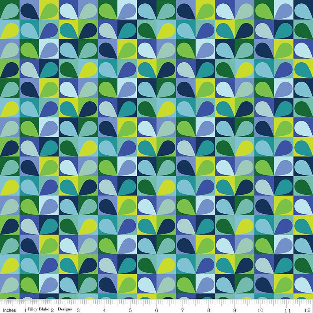 SALE Copacetic Salad C14683 Blueberry by Riley Blake Designs - Leaf Leaves Grid Geometric - Quilting Cotton Fabric