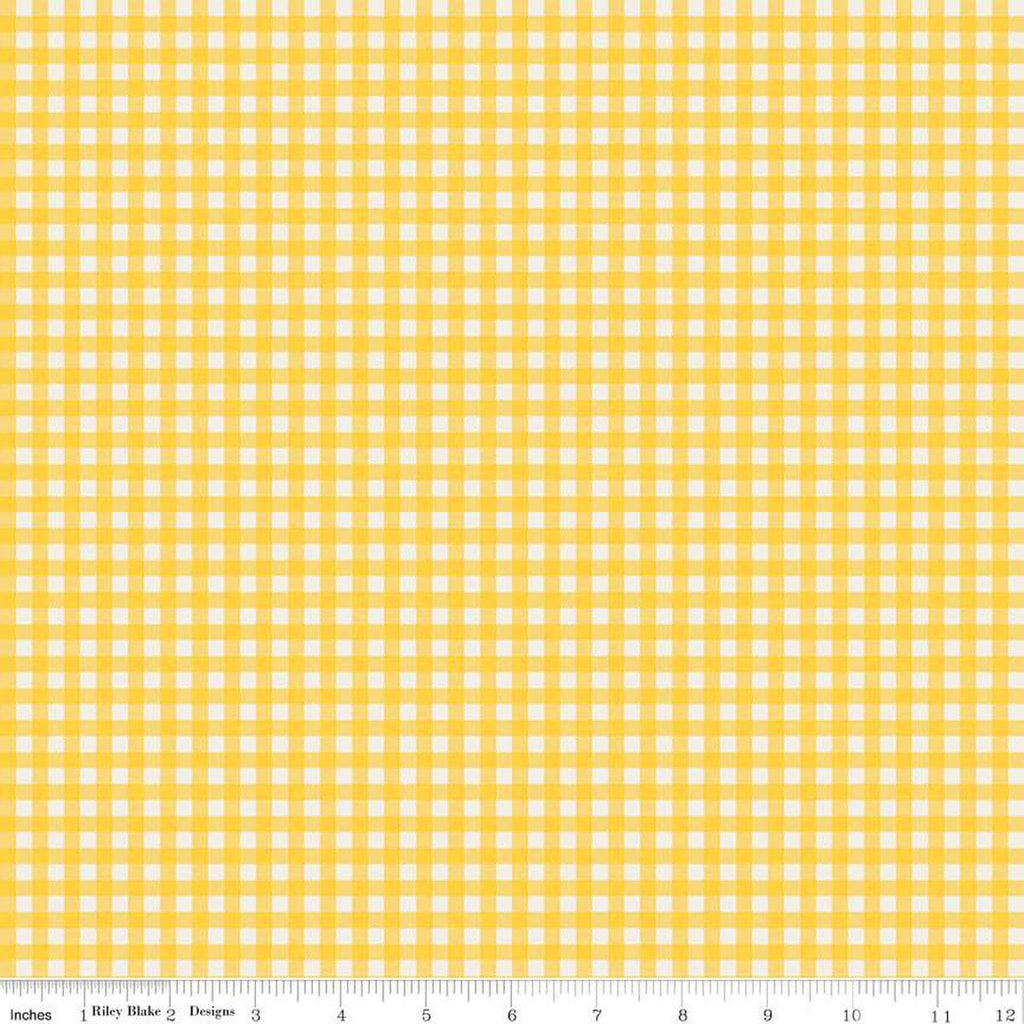 SALE Copacetic PRINTED Gingham C14684 Lemon Chiffon by Riley Blake Designs - Checks Check Checkered - Quilting Cotton Fabric