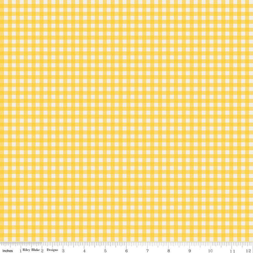 SALE Copacetic PRINTED Gingham C14684 Lemon Chiffon by Riley Blake Designs - Checks Check Checkered - Quilting Cotton Fabric