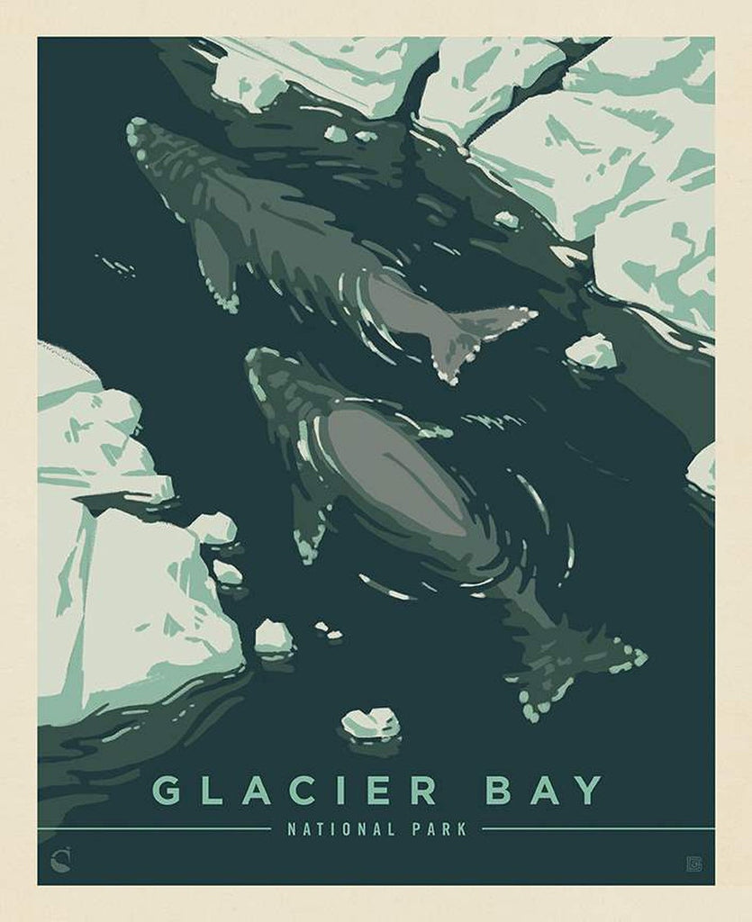 SALE National Parks Glacier Bay Poster Panel PD15095 by Riley Blake - DIGITALLY Printed Alaska - Quilting Cotton Fabric