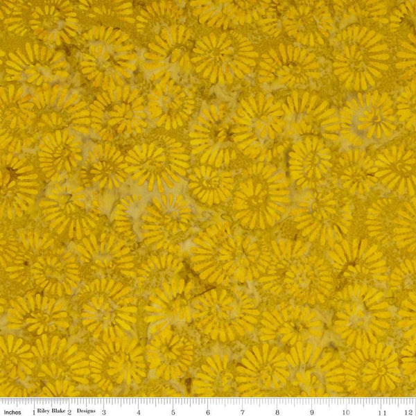 CLEARANCE Batiks Expressions Elementals BTHH559 Saffron - Riley Blake Designs - Hand-Dyed Tjap Print - Quilting Cotton Fabric
