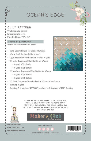 Ocean's Edge Quilt PATTERN P100 by Jennifer Long - Riley Blake Designs - INSTRUCTIONS Only - Piecing Intermediate