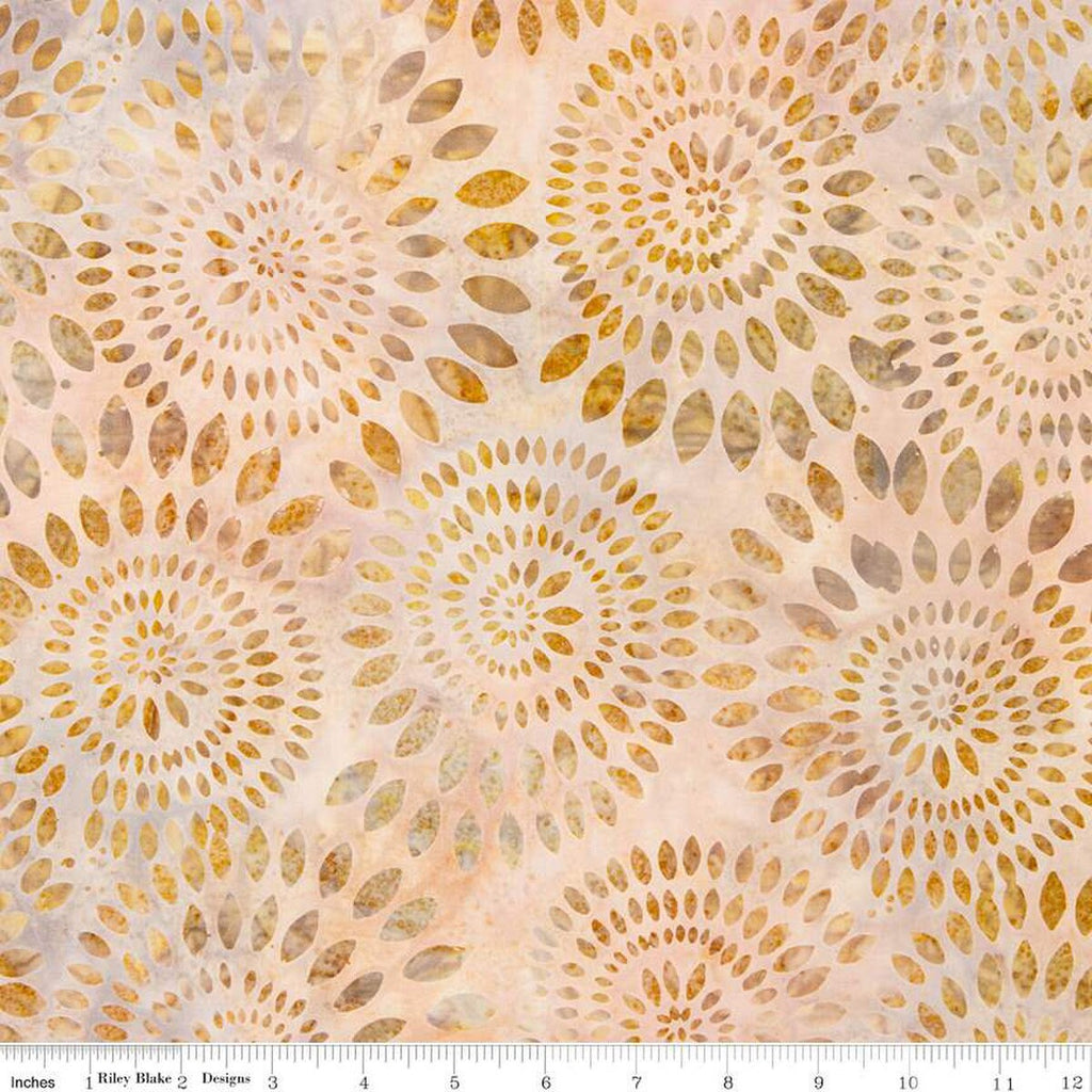 CLEARANCE Batiks Expressions Dahlias BT23011 Coffee Cream - Riley Blake Designs - Hand-Dyed Tjap Print - Quilting Cotton Fabric