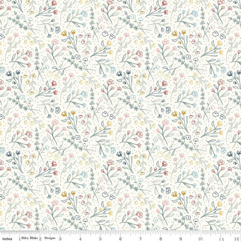 Albion Wildflowers C14594 Cream by Riley Blake Designs - Floral Flowers - Quilting Cotton Fabric