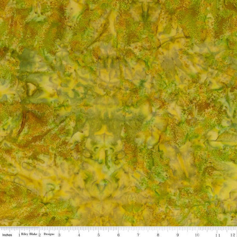 SALE Batiks Expressions Hand-Dyes BTHH247 Green Yellow Multi - Riley Blake Designs - Hand-Dyed Print - Quilting Cotton Fabric