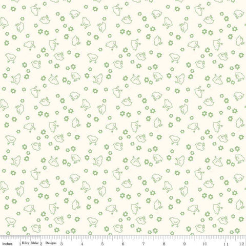 3 yard Cut - Bee Backings and Borders WIDE BACK Chick WB6423 Green - Riley Blake - 107/108" Wide - Lori Holt - Quilting Cotton Fabric