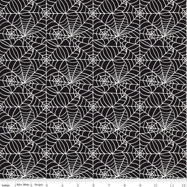 SALE Sophisticated Halloween Spiderweb C14622 Black - Riley Blake Designs - Spiderwebs - Quilting Cotton Fabric